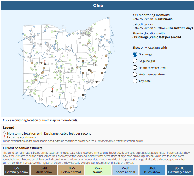 ohio stream flow map